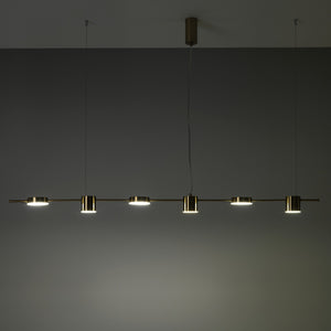 Lampadario in allumino ottone anticato cm. L.160 P.10 H.130