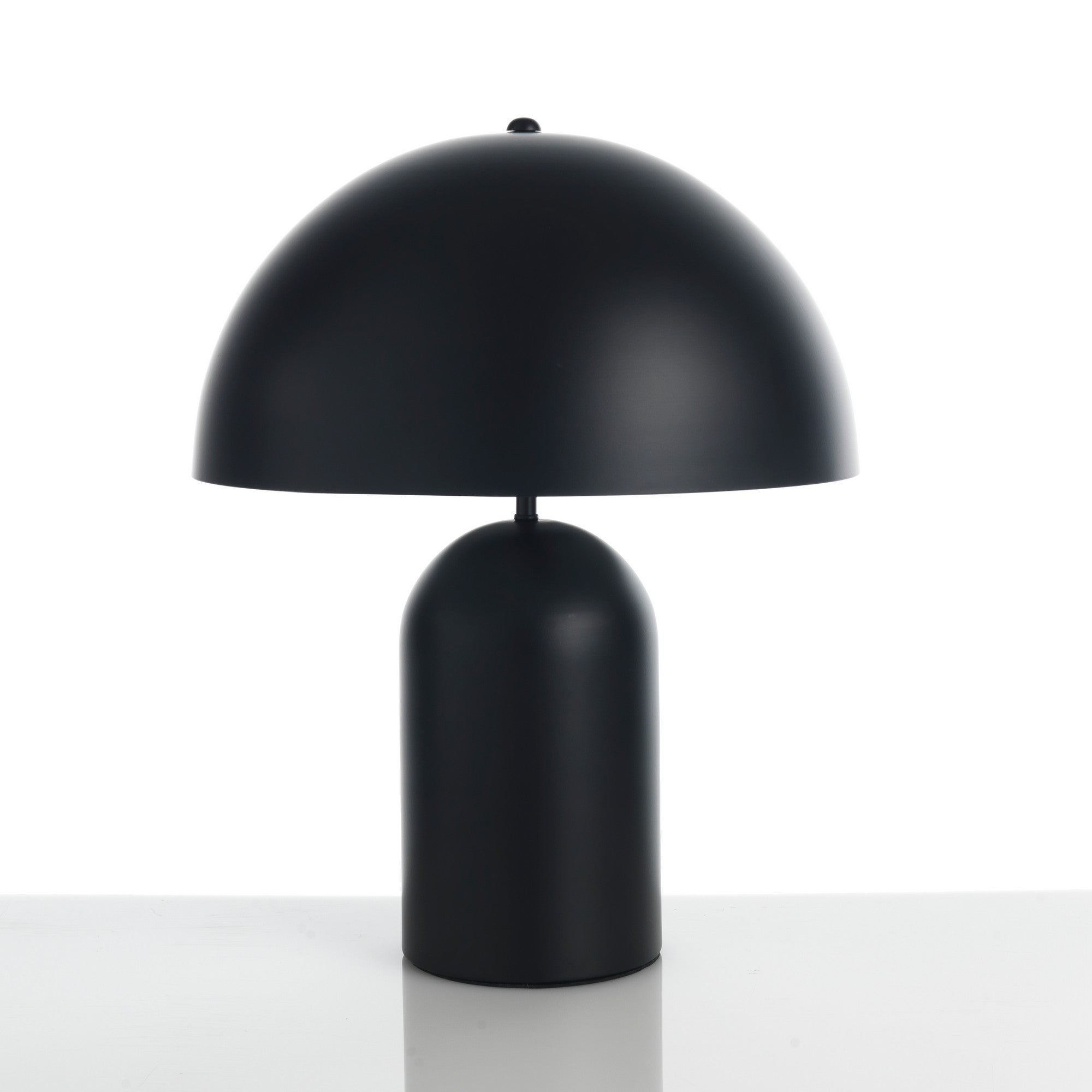 Lampada in acciaio verniciata nera cm. Ø.38 cappello Ø.15 base H.48
