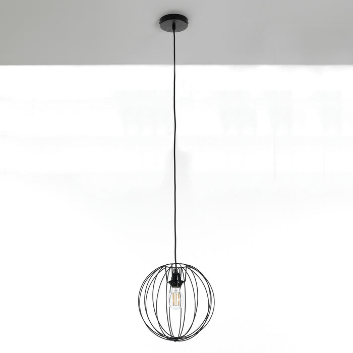 Lampadario in acciaio verniciato nero opaco cm. Ø.30