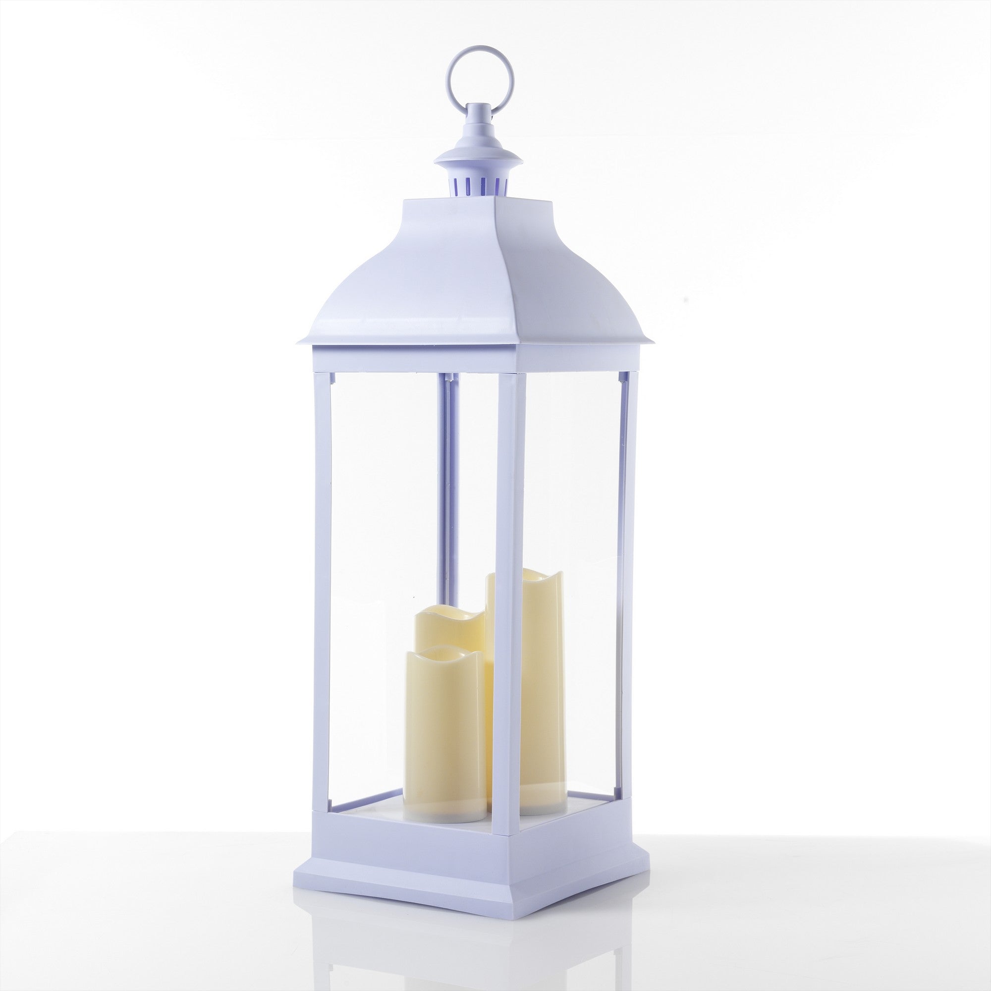 Lampada decorativa in plastica bianca cm. L.23,5 x P.23,5 x H.71