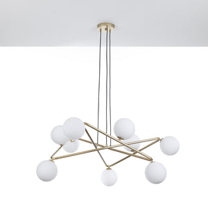 Lampadario in acciaio verniciato ottone cm. L.110 P.110 H.43