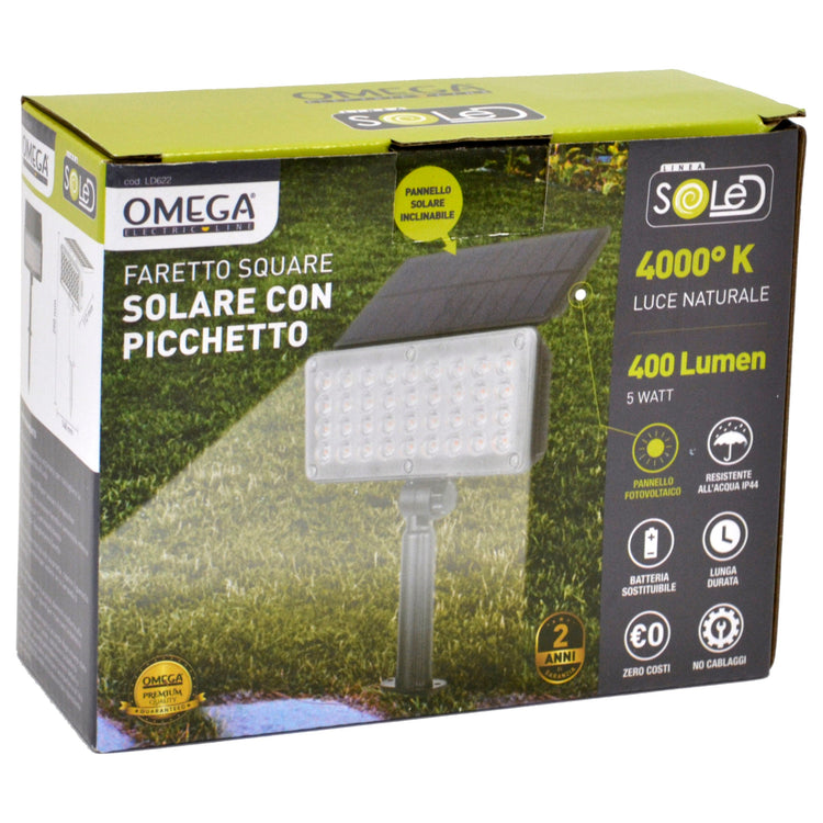 Faretto Solare Square 5 W con picchetto