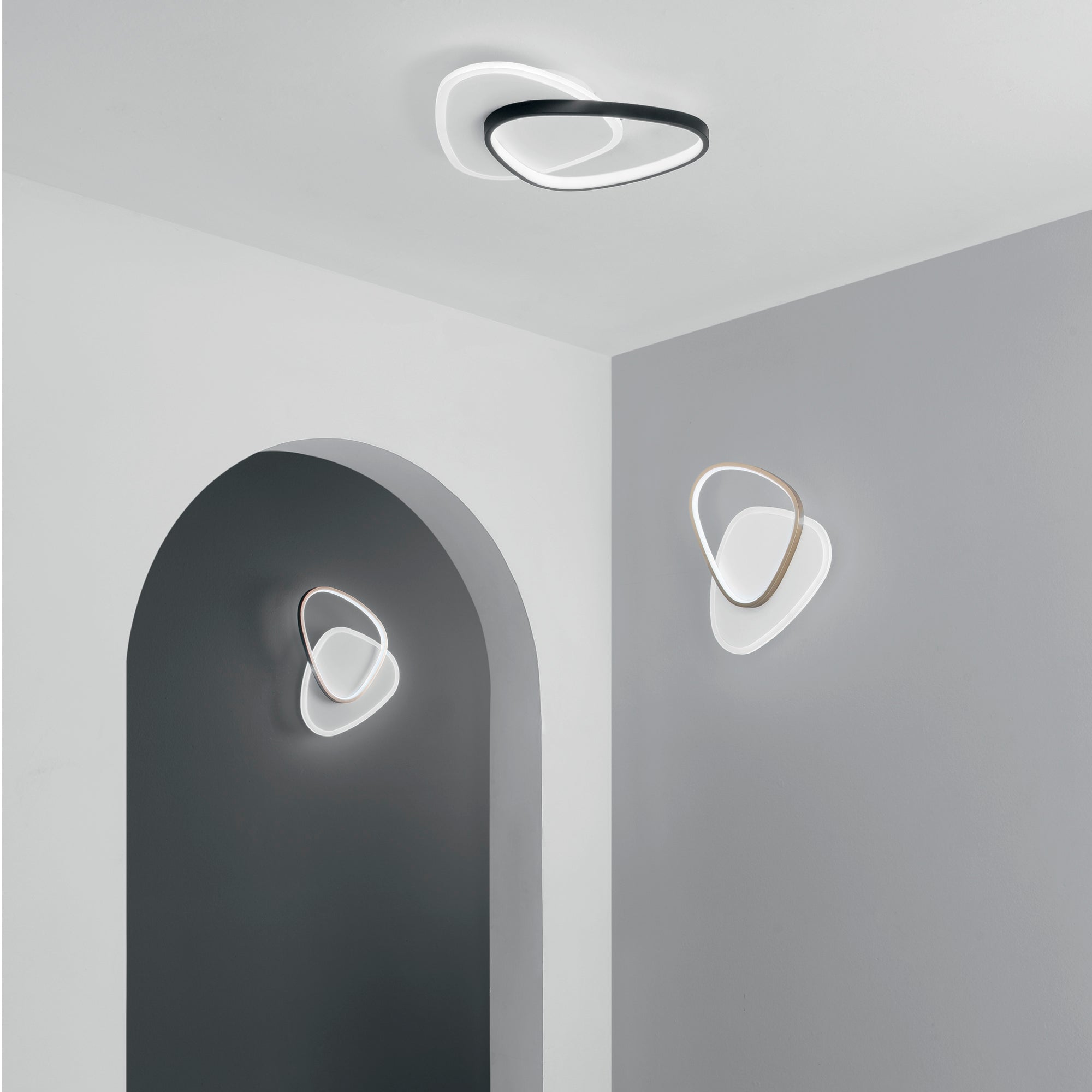 Plafoniera LED AYRTON rotonda in alluminio nichel con funzione CCT 42W