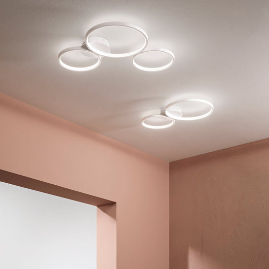 Plafoniera LED FREDY in alluminio bianco con diffusori in silicone e funzione CCT