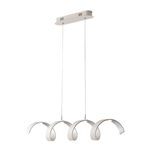 Sospensione HELIX in alluminio bianco e argento 20W luce naturale 80 cm.