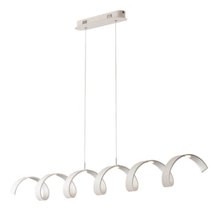 Sospensione HELIX in alluminio bianco e argento 30W luce naturale 120 cm.