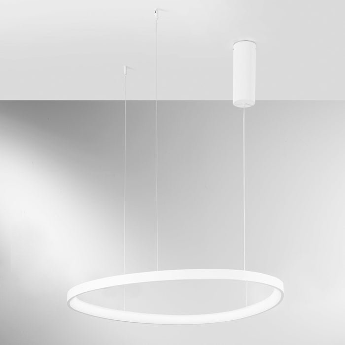 Sospensione LED KLAPTON in alluminio bianco con funzione CCT 85 cm.