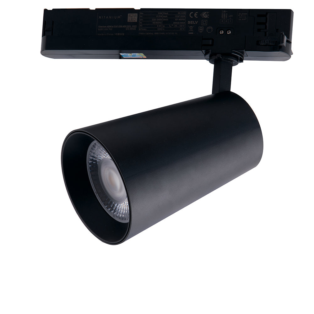 Faro LED per binario KONE nero in alluminio 30W 2500K (luce calda)