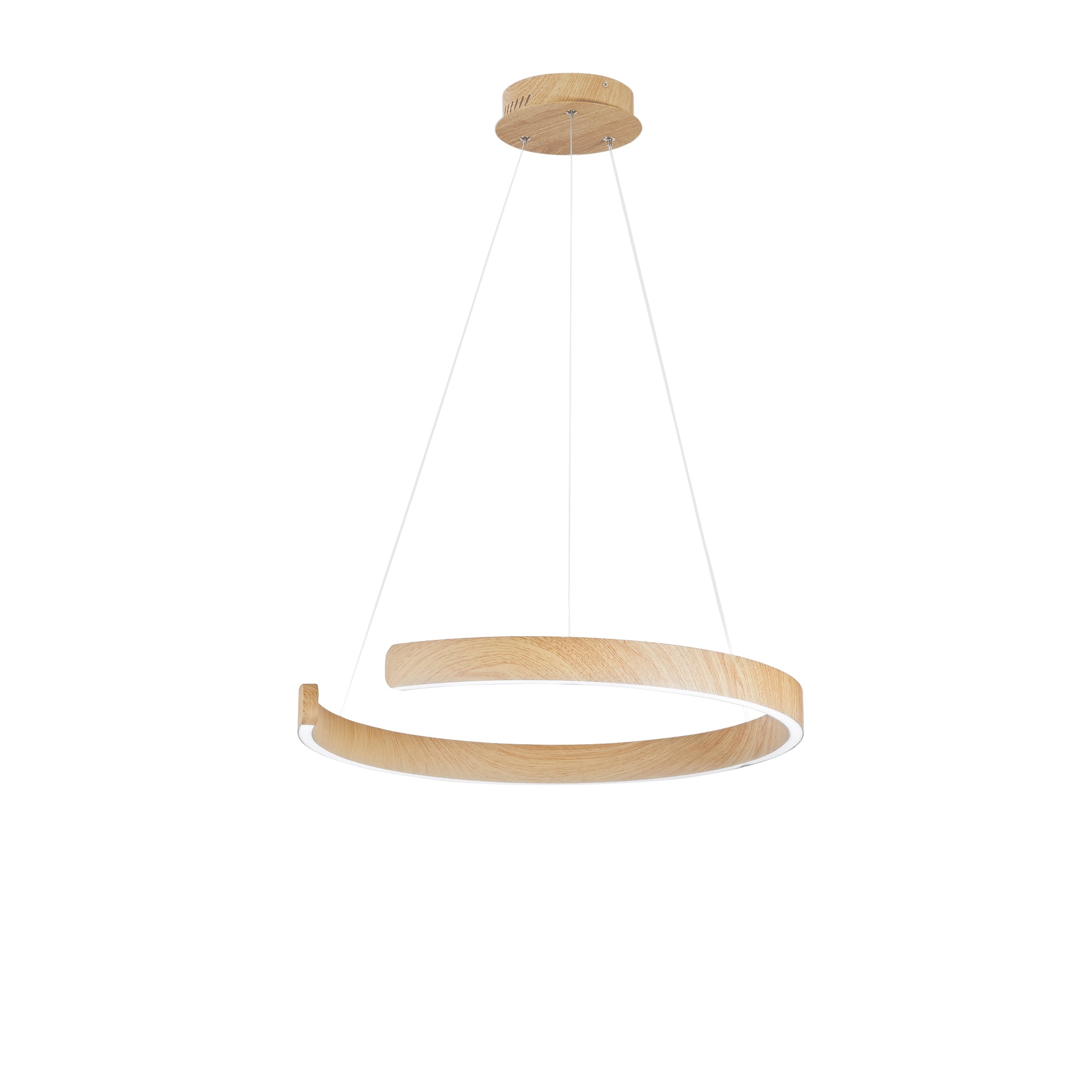 Sospensione semicircolare LED NAVEL in metallo effetto legno con CCT 60 cm.