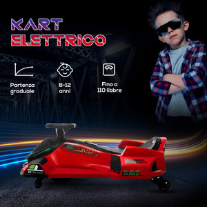 Go Kart Elettrico per Bambini Velocità 3-8 km/h per Drifting Rosso