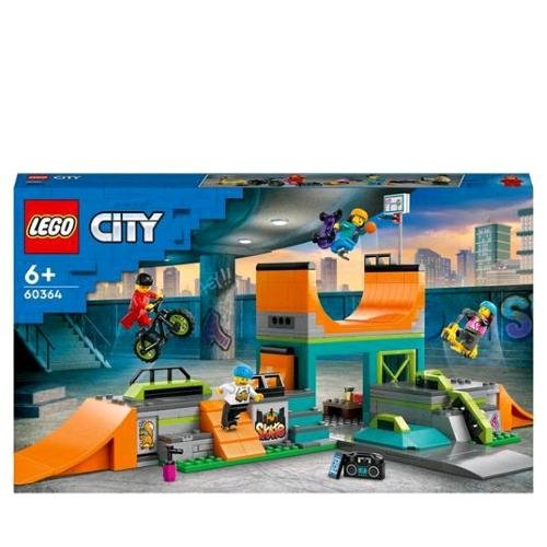 LEGO CITY SKATE PARK URBANO CON BMX SKATEBOARD MONOPATTINO ROLLERBLADE E 4 MINIFIGURE