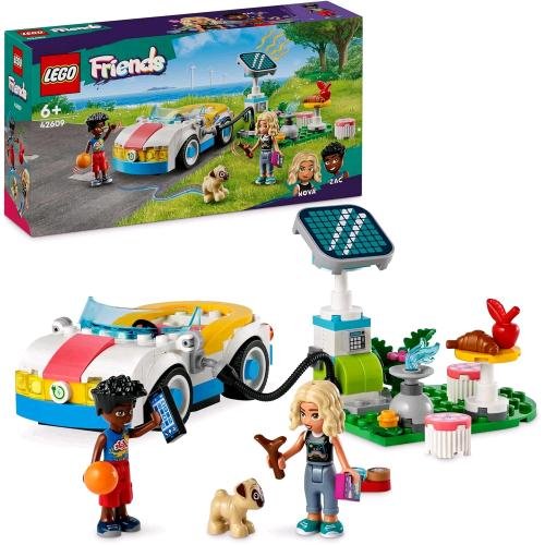 LEGO FRIENDS AUTO ELETTRICA E CARICABATTERIE STAZIONE DI RICARICA A ENERGIA SOLARE CON 2 MINI BAMBOLINE