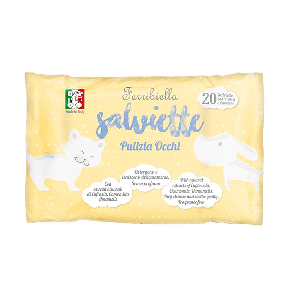 Multipack 12 confezioni salviette pulizia occhi per cani e gatti con estratti naturali