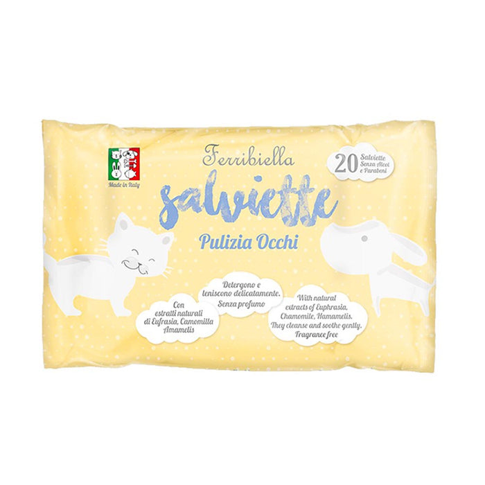 Multipack 12 confezioni salviette pulizia occhi per cani e gatti con estratti naturali