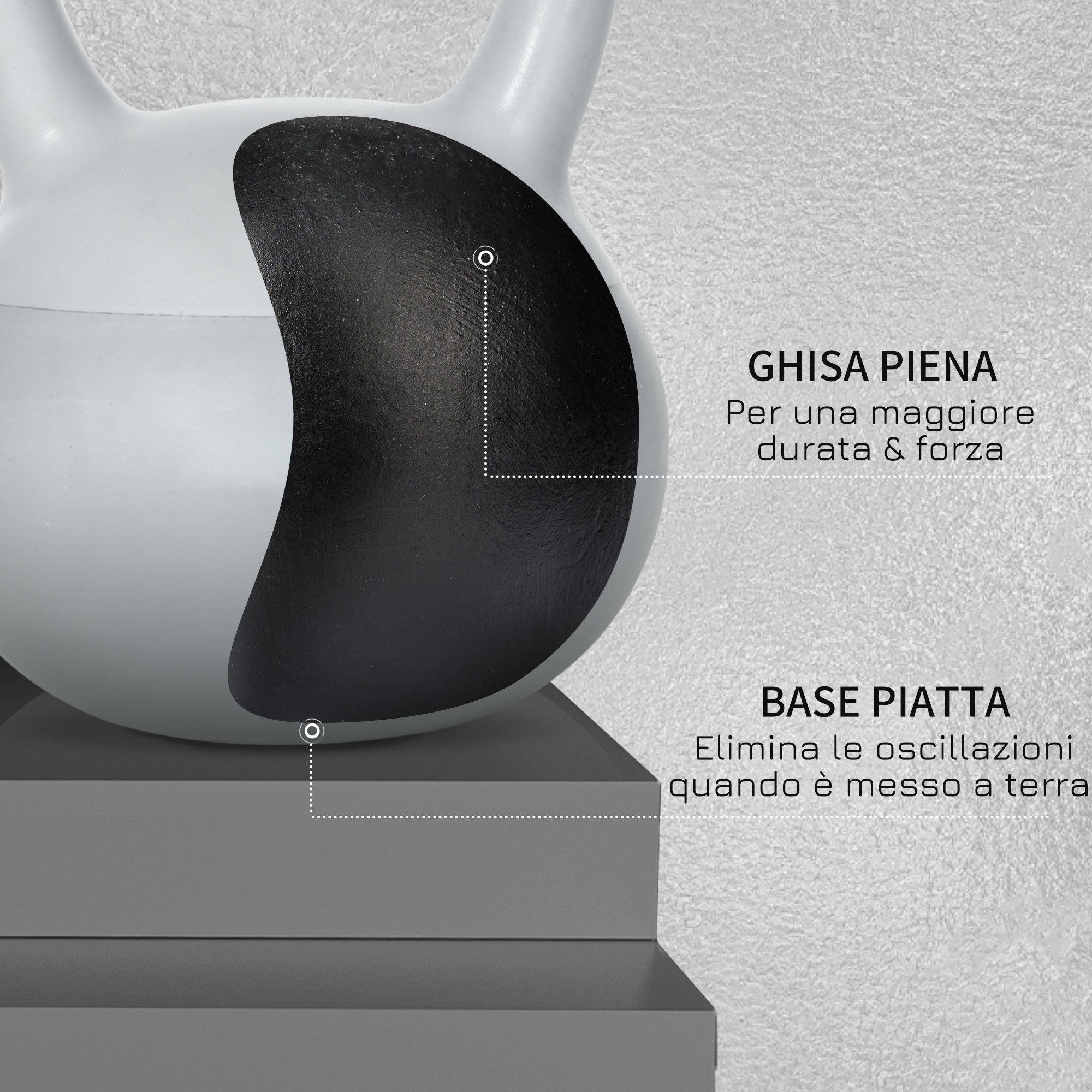 Kettlebell per Allenamento 4 Kg in PVC e Sabbia Metallica Grigio