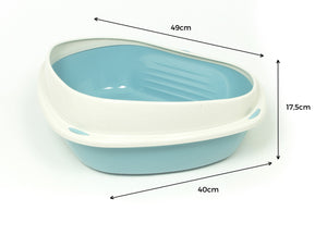 Lettiera Toilette Per Gatti Angolare 49x40x17,5cm Modello 700090 Colore Azzurro