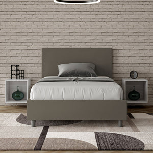 Letto una piazza e mezza contenitore imbottito 120x210 similpelle cappuccino Adele