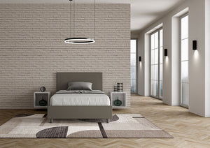 Letto una piazza e mezza contenitore imbottito 120x210 similpelle cappuccino Adele