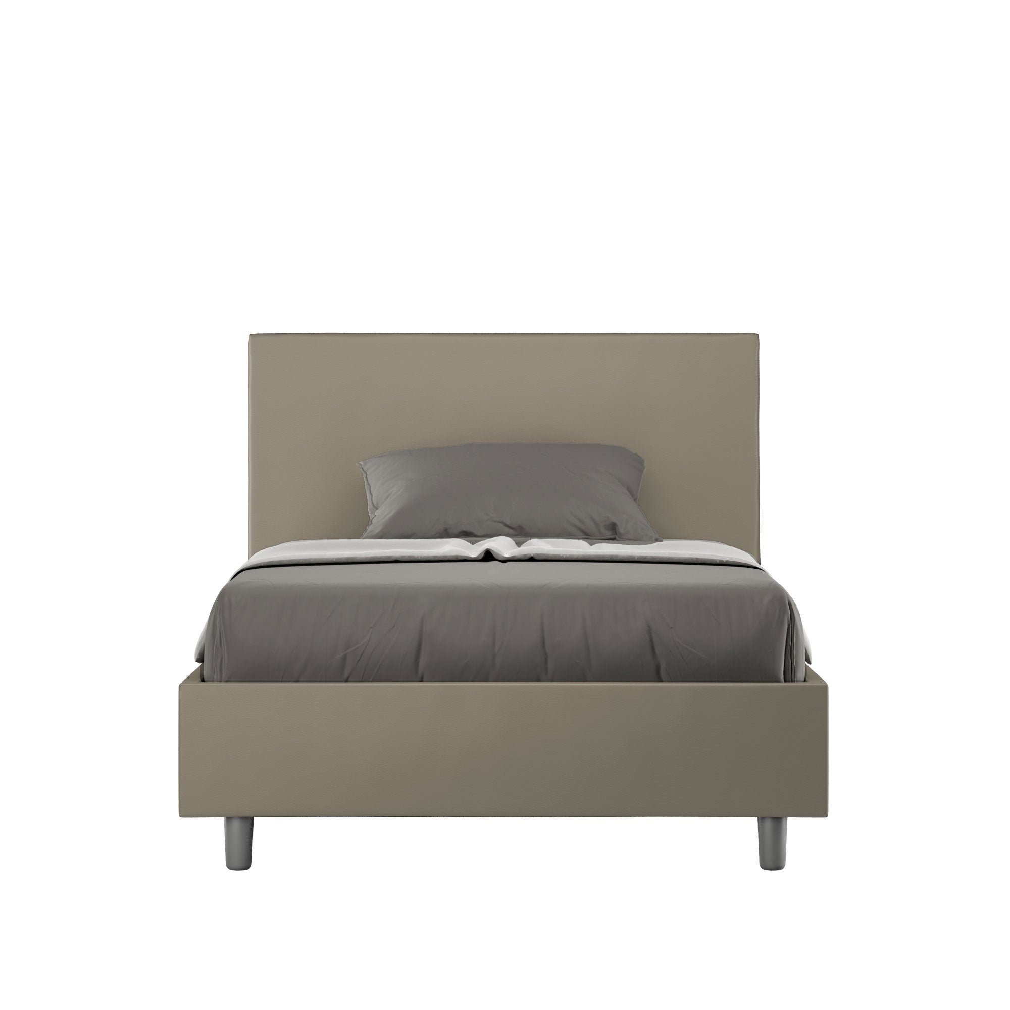 Letto una piazza e mezza con rete imbottito 120x210 similpelle cappuccino Adele