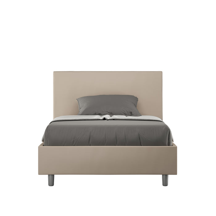 Letto una piazza e mezza contenitore imbottito 120x190 similpelle tortora Adele