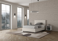 Letto una piazza e mezza con rete imbottito 120x210 similpelle bianco Adele