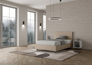 Letto una piazza e mezza contenitore imbottito 120x190 similpelle tortora Adele