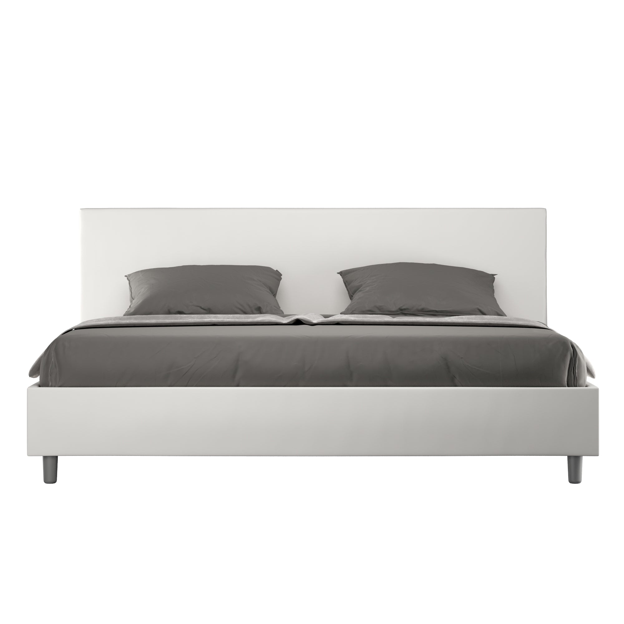 Letto matrimoniale king size con rete imbottito 180x210 similpelle bianco Adele