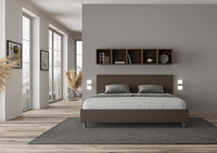 Letto Matrimoniale Extra Large 200x210 cm con Rete Adele Cappuccino