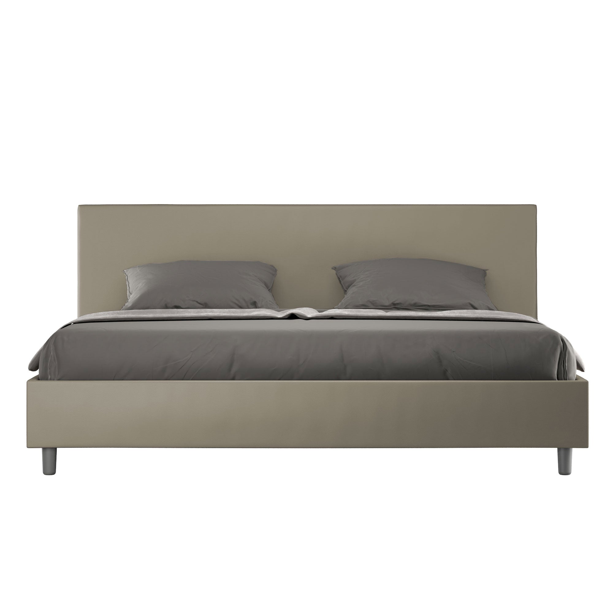 Letto matrimoniale king size con rete imbottito 180x210 similpelle cappuccino Adele