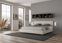 Letto matrimoniale king size con rete imbottito 180x200 similpelle bianco Adele