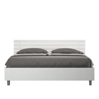 Letto Matrimoniale 160x200 cm con Rete e Contenitore Testata Doghe Dritta Ankel Bianco Frassino