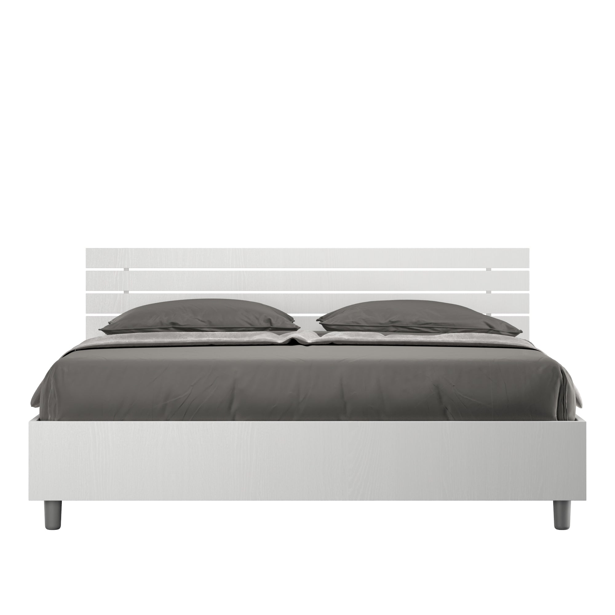 Letto matrimoniale senza rete 160x190 testata inclinata con doghe bianco frassino Ankel