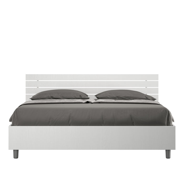 Letto matrimoniale senza rete 160x190 testata inclinata con doghe bianco frassino Ankel