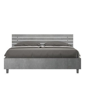 Letto matrimoniale con rete 160x190 testata dritta con doghe cemento Ankel