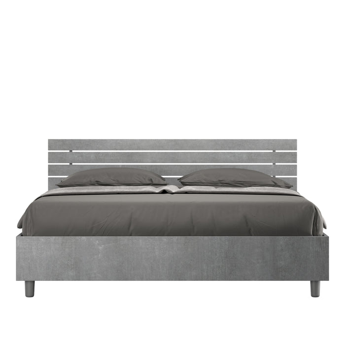 Letto matrimoniale con rete 160x200 testata inclinata con doghe cemento Ankel