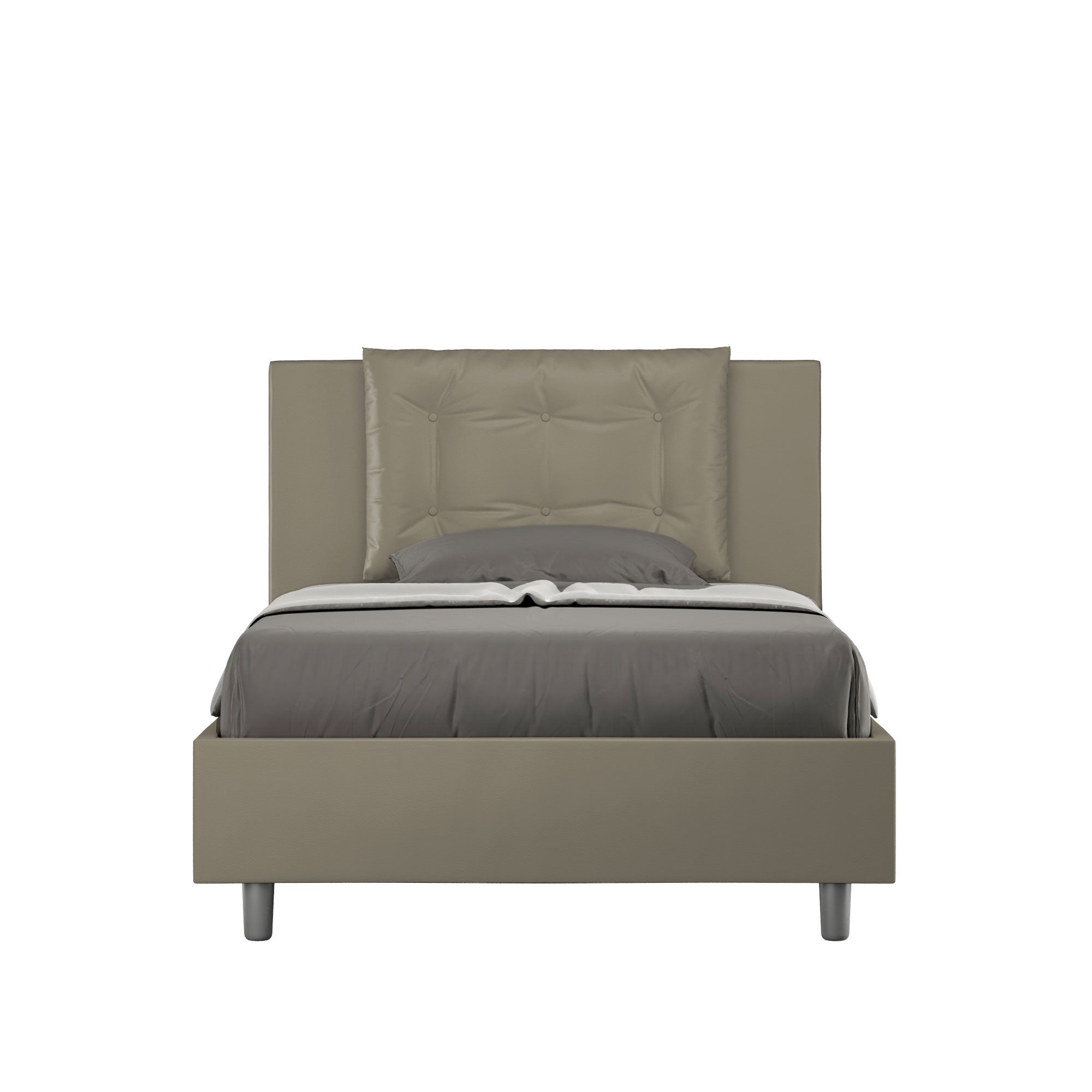 Letto una piazza e mezza contenitore imbottito 120x190 similpelle cappuccino Annalisa