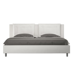 Letto matrimoniale king size con rete imbottito 180x200 similpelle bianco Annalisa