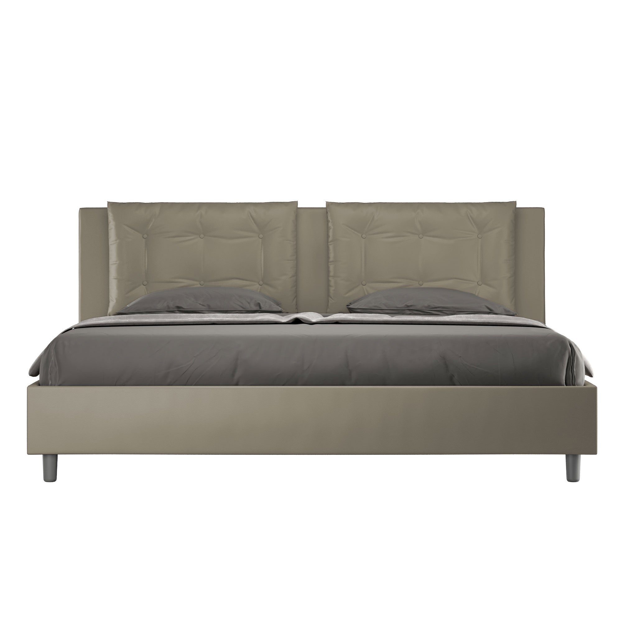 Letto matrimoniale king size contenitore imbottito 200x200 similpelle cappuccino Annalisa