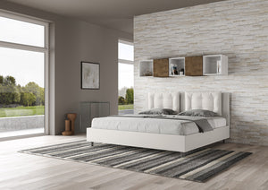 Letto matrimoniale king size con rete imbottito 200x200 similpelle bianco Annalisa