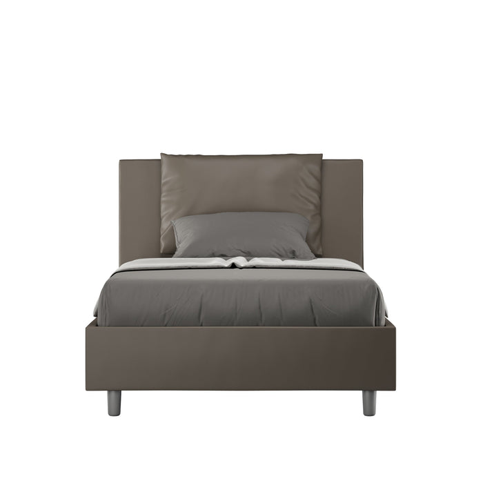 Letto 1 Piazza e Mezzo 120x190 cm con Rete e Contenitore Antea Cappuccino