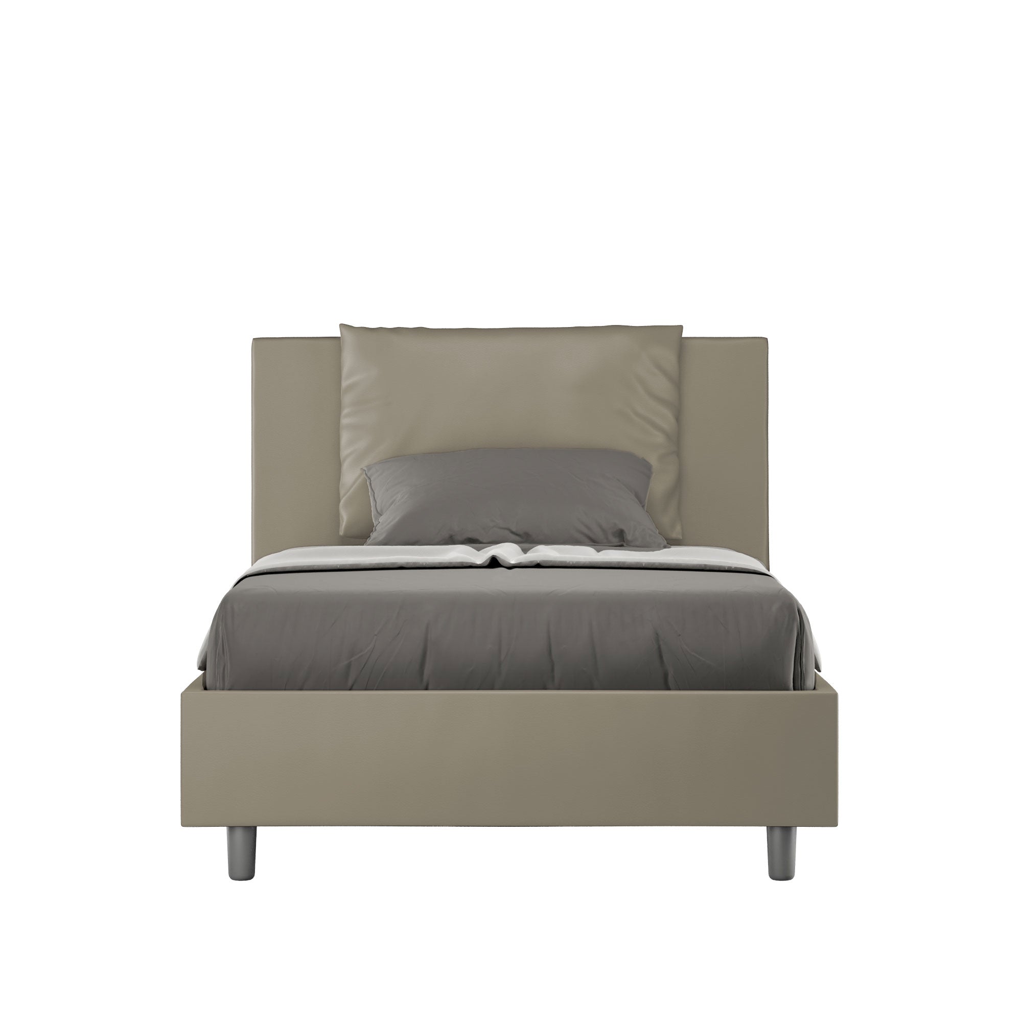 Letto una piazza e mezza contenitore imbottito 120x190 similpelle cappuccino Antea