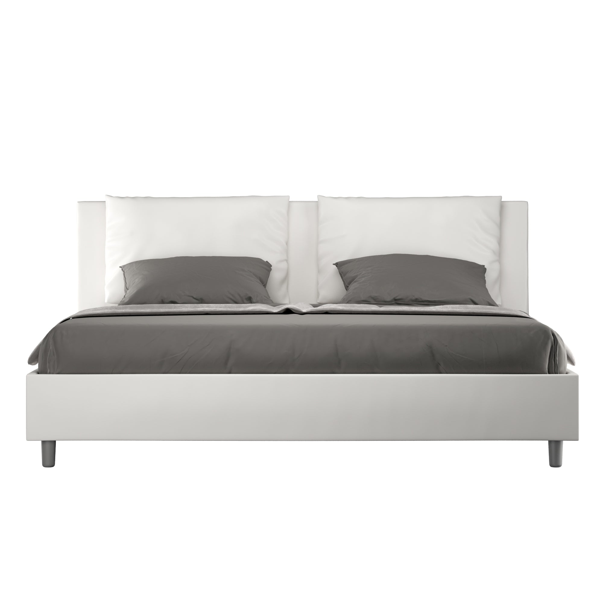 Letto matrimoniale king size senza rete imbottito 180x210 similpelle bianco Antea