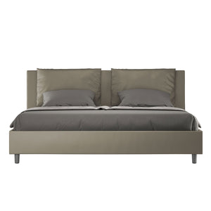 Letto matrimoniale king size con rete imbottito 180x210 similpelle cappuccino Antea