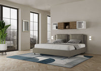 Letto matrimoniale king size con rete imbottito 180x200 similpelle cappuccino Antea