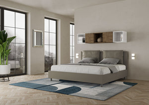 Letto matrimoniale king size con rete imbottito 180x210 similpelle cappuccino Antea