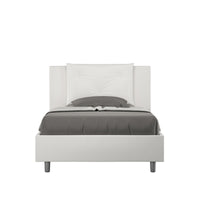 Letto una piazza e mezza contenitore imbottito 120x210 similpelle bianco Appia