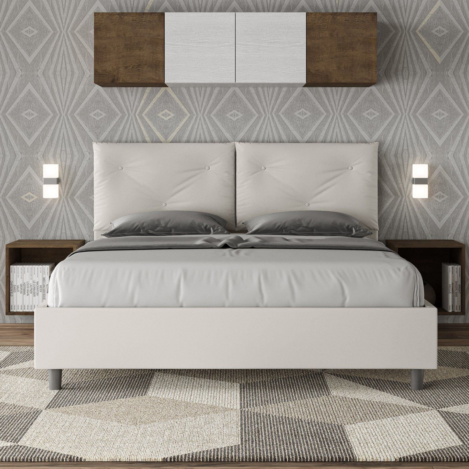 Letto Matrimoniale 160x210 cm con Rete Appia Bianco