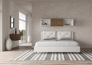 Letto matrimoniale king size contenitore imbottito 200x210 similpelle bianco Appia