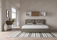 Letto matrimoniale king size con rete imbottito 200x210 similpelle cappuccino Appia