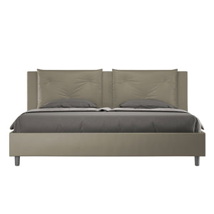 Letto matrimoniale king size con rete imbottito 200x210 similpelle cappuccino Appia